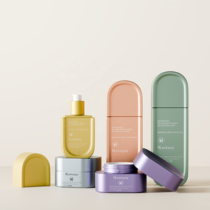 Thiết kế mới độc đáo rỗng 30g 50g 40ml 100ml 120ml 1oz 4oz Chai Thủy Tinh Mỹ phẩm sang trọng màu đen chăm sóc da bao bì chai Bộ - Product Image 2