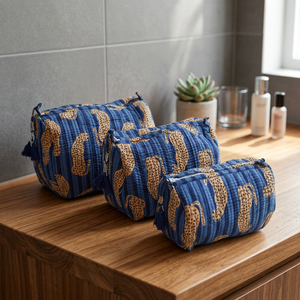BLOCKPRINT ART Traditional Style 100% Cotton Foldable Multifunction Eco-Friendly Washable Dustproof Toiletry Storage Bags (3 - Product Image 3