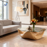 Table d'appoint moderne en bois paramétrique, personnalisable, durable, avec plateau en verre de luxe, pour salon et usage hôtelier