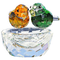 Ornement de couple d'oiseaux en cristal rose artisanal pour le commerce extérieur, décoration créative et mignonne pour nid d'oiseau, motif quadrillé pour entrée de salon