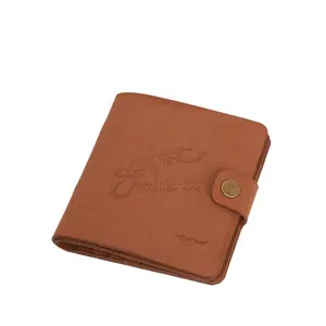 Fashion felt leather man wallet with snap closure bifold flap wallets