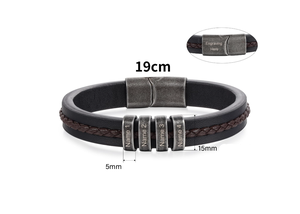 Bracelet personnalisé en acier inoxydable pour homme, breloques gravées tressées, 19 cm, cadeau de Noë<span class=keywords><strong>l</strong></span> ou de la fête des pères pour papa - Product Image 2