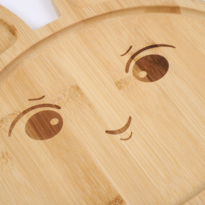 Bandeja de bambú con diseño de conejo, plato de servir de madera maciza gruesa con dibujos animados para postres y pasteles, vajilla para el hogar. - Product Image 3