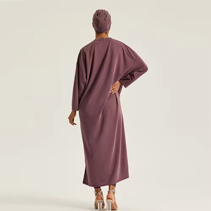 2026 <b>Long</b> Sleeve Side Slit Casual Muslim Modest <b>Dress</b> Women Loose Adults Crew Neck Islamic Clothing - Product Image 5