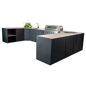<span class=keywords><strong>Cocina</strong></span> cuadrada moderna <span class=keywords><strong>de</strong></span> aluminio para exteriores con parrilla para barbacoa, módulo <span class=keywords><strong>de</strong></span> fregadero, accesorios listos para Villa - Product Image 1