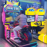 Simulateur de conduite de moto à monnayeur pour divertissement intérieur, avec fonction de vibration corporelle, machine de jeu de course d'arcade, construction métallique, version anglaise