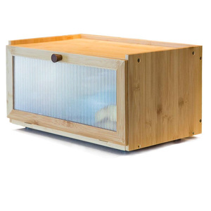 Bamboo Bread Box Rectangle With Transparent Window <b>Kitchen</b> Food Storage Freshness Preservation - Product Image 1