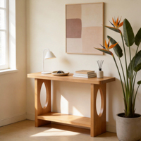Console moderne minimaliste en bois massif, table étroite et fine pour entrée, couloir ou salon, table d'appoint contre le mur