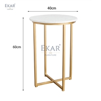 Nouveau style pieds en métal dessus de table en marbre de luxe meubles de salon table d'angle