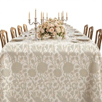 Nappe ronde de 120 pouces pour l'automne, résistante aux plis, en jacquard floral, en polyester, pour la table à manger, pour mariage, fête, maison