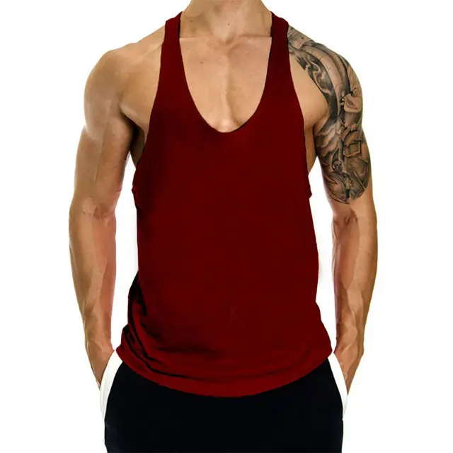 Summer Running Training Sleeveless T-shirt Custom LOGO Loose Breathable I-word Sports Vest Men's Fitness Tank Tops