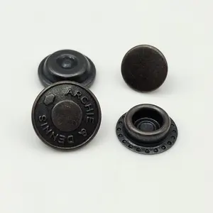Oeko-tex 100 Nickel-Free Custom Metal Brass Plating Dark Antique Copper Design Engrave Logo Double Prong Button