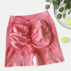 Nylon Chạy Quần Short <span class=keywords><strong>10</strong></span> Màu Sắc Phụ Nữ V-Eo Axit Rửa 3 Đẩy Lên Yoga Quần Short Phòng Tập Thể Dục Liền Mạch Scrunch Mông Thể Thao Quần Short - Product Image 4
