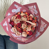 Papier d'emballage pour fleurs coréen imperméable Aierflorist Pearl Film Neon Rose 56x56cm, style tendance, matériel pour bouquets