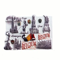 Vente en gros mixte et personnalisation : Aimants de réfrigérateur 3D, autocollants souvenirs touristiques et objets artisanaux d'Europe, Belgique, Bruxelles, Bruges, Ieper
