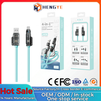 Câble de données USB pour téléphone 4 connecteurs super rapide 4 en 1, charge PD 240W haute puissance, USB A vers USB C, type C 8 broches, 1,2 m 1,8 m, silicone