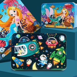 Rompecabezas de Madera de 100 Piezas en Caja Metálica, Juguete Educativo para Niños de 0 a 24 Meses, Juguete de Educación Temprana con Dibujos Animados - Product Image 3