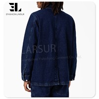 LARSUR Veste de travail personnalisée en denim de coton pour entraîneurs d'usine Veste de travail pour ouvriers Veste de travail pour mécaniciens Veste de travail pour charpentier