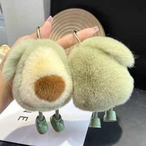 Porte-clés et mousquetons promotionnels haut de gamme très demandés, mousquetons et ornements de sac en peluche mignons en poils de lapin Rex, style 'Net Red' et en forme d'avocat - Product Image 3