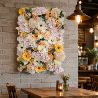 40 * 60cm Gerbera Peony Eustoma Daun Hijau Bunga Putih Dinding Bunga Pernikahan Hotel Restoran Salon Kecantikan Toko Pengantin