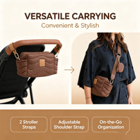 Sac à langer universel matelassé en nylon pour poussette, organisateur de poussette portable avec bandoulière