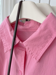 Camicia autunnale in tinta unita rosa da donna blusa bianca intrecciata con bottoni con decorazione semplice Logo anteriore Anti-Pilling stile Casual - Product Image 2