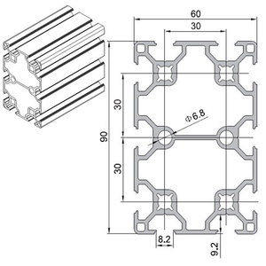 Profilo a T-Slot per estrusione in alluminio da 6090 mm - Product Image 3
