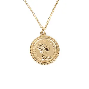 Collar de moneda redonda de acero inoxidable, diseño ST. Paul, Color dorado, antiguo, venta al por mayor