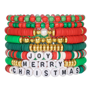 Christmas <b>Beaded</b> <b>Bracelets</b> For Girls Colorful Polymer Clay Letter Alloy Pendant Jewelry Gift Childrens Fashion <b>Bracelet</b> - Product Image 5