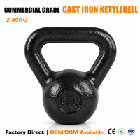 Kettlebell en fonte noire peinte TOPTONS, vente en gros d'usine, 2-40 kg, équipement de fitness à poids libre pour l'haltérophilie