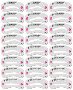 Conjunto de plantillas de cejas reutilizables, guía de dibujo DIY, Estilismo, tarjeta de aseo, maquillaje fácil, belleza de cejas, templada, 24 Uds. - Product Image 1