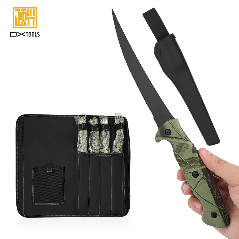 Neues Design Individualisierung Outdoor Camping Fillet Messer Angeln Good Hepler Edelstahl schwarze Beschichtung Angelmesser