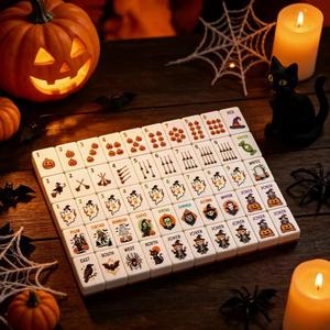 En Stock, Diseño Original, Juego de Mahjong Americano Clásico de Halloween, Color Carey, 160 Fichas, Estándar NMJL, Listo para Enviar - Product Image 3