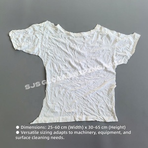 Trapos de limpieza de algodón reciclado de 10 kg, trapos de camiseta blancos reciclados, trapos de tela tejida para limpieza. - Product Image 3