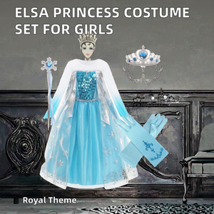 Halloween princesa Elsa disfraz vestido niñas pequeñas fiesta de cumpleaños reina Cosplay <span class=keywords><strong>Aurora</strong></span> Moana 3 piezas TV <span class=keywords><strong>película</strong></span> - Product Image 3