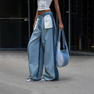 Reverse <b>Pants</b> Women's Jeans Summer Premium Splicing Loose Straight Leg Wide Leg <b>Pants</b> Fashion - Product Image 3