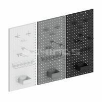 Rak Dinding Logam Poegboard untuk Gaming dengan Gantungan, Rak, dan Tempat Penyimpanan Headphone, Keyboard, dan Kontroler