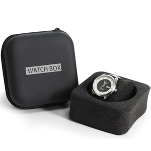 Boîte d'emballage pour montre avec fermeture éclair intelligente, boîte de rangement pour montre-bracelet, séparateurs amovibles, prix d'usine, logo personnalisé, étuis noirs, OEM - Product Image 1