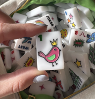 En stock : Ensemble de Mahjong de luxe en acrylique Color Crush, tuiles pliables, portables, durables, monocouche, blanches, pour enfants et familles