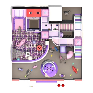 Dibujos de diseño gratuito Parque de atracciones interior para niños personalizado Tema de macarrón púrpura Equipos de área para niños Parque infantil interior - Product Image 3