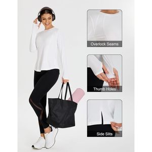 Camiseta Deportiva de Manga Larga para Mujer, Protección Solar UPF 50, Ropa Deportiva para Senderismo y Gimnasio, Blanca, Talla S - Product Image 5