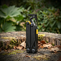 Outil utilitaire EDC en acier inoxydable 420 avec mousqueton, allume-feu, pince multifonction pliable pour le camping, les situations d'urgence et la pêche