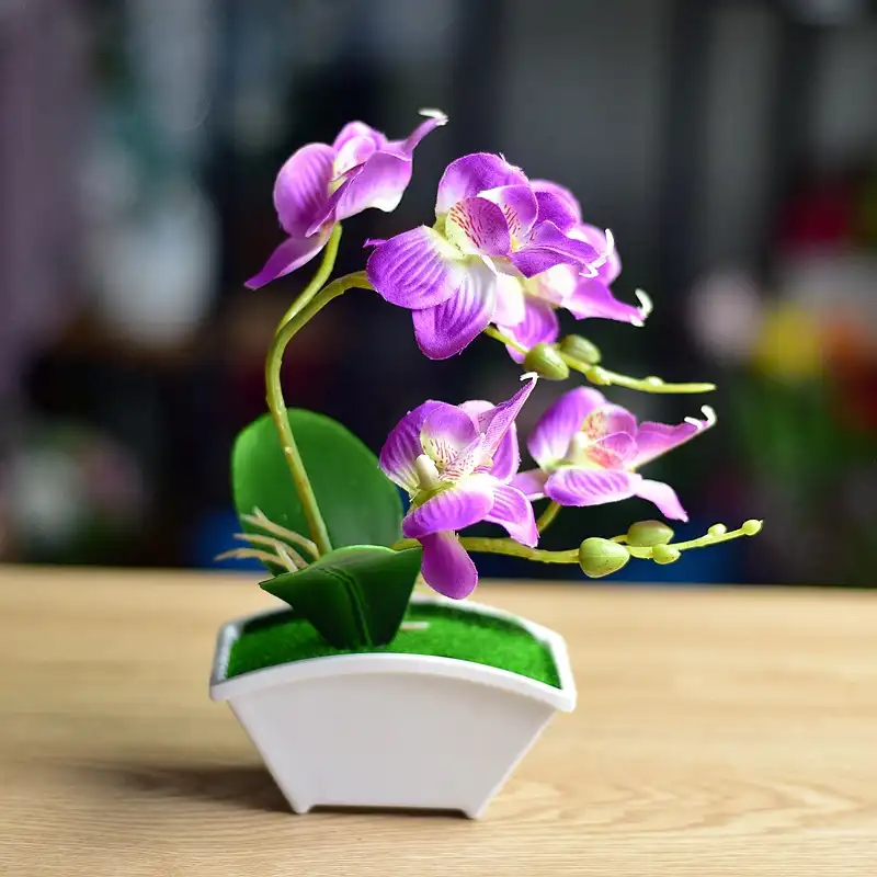 Bán Buôn Thời Trang Silk Orchid Flower Sắp Xếp Với Chậu Hoa Nhân Tạo Cho Trang Trí Nội Thất