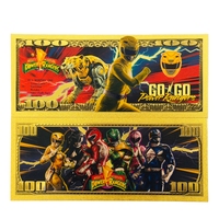 2026 Penjualan Terlaris 5 Model Uang Kertas Anime Power Rangers Amerika Berlapis Emas untuk Hadiah