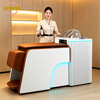 Siman 2026 Nouveau Lit de Lavage Capillaire Intelligent Automatique avec Massage, en Cuir PU, Équipement Professionnel de Salon pour Soins du Cuir Chevelu