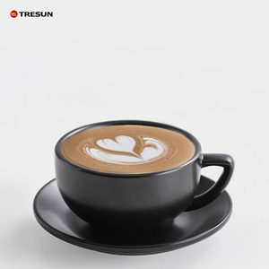 แก้วกาแฟพร้อมจานรองลายเตาเผา สำหรับคาปูชิโน เอสเพรสโซ ลาเต้ ทำจากเซรามิกพอร์ซเลน - Product Image 6