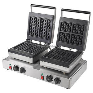Máquina para hacer waffles belgas, equipo comercial para aperitivos, <span class=keywords><strong>2</strong></span> placas, antiadherente - Product Image 1