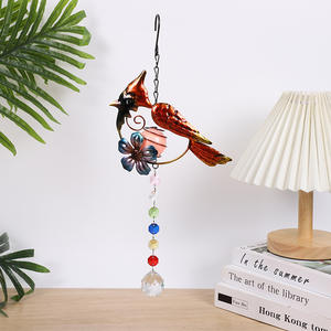 Campanelli eolici in cristallo colorato acchiappasole per uccelli decorazione da appendere ciondolo artigianale con sfera luminosa decorazione per finestre da giardino - Product Image 3