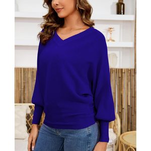 Pull décontracté pour femme à col en V oversize, manches longues, tricot épais, anti-boulochage, idéal pour l'automne - Product Image 5