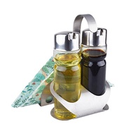 Ensemble d'ustensiles de cuisine en acier inoxydable : Bouteilles pour vinaigre, huile d'olive et huile de cuisson, Salière, Poivrière et Boîte à épices – Écologique